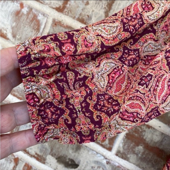 Sanctuary Burgundy and Pink Floral Peasant Neck Tunic Blouse - Picture 4 of 11